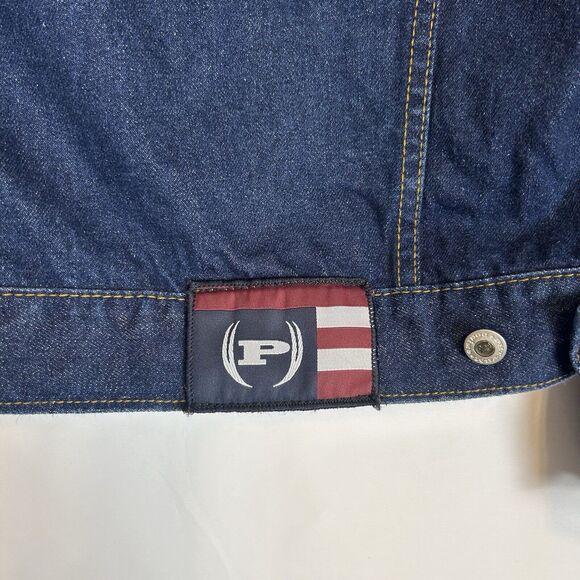 Men's Phatfarm Denim Jacket Size Small Jean Y2K Trucker Jacket Dark Wash S - Picture 4 of 8